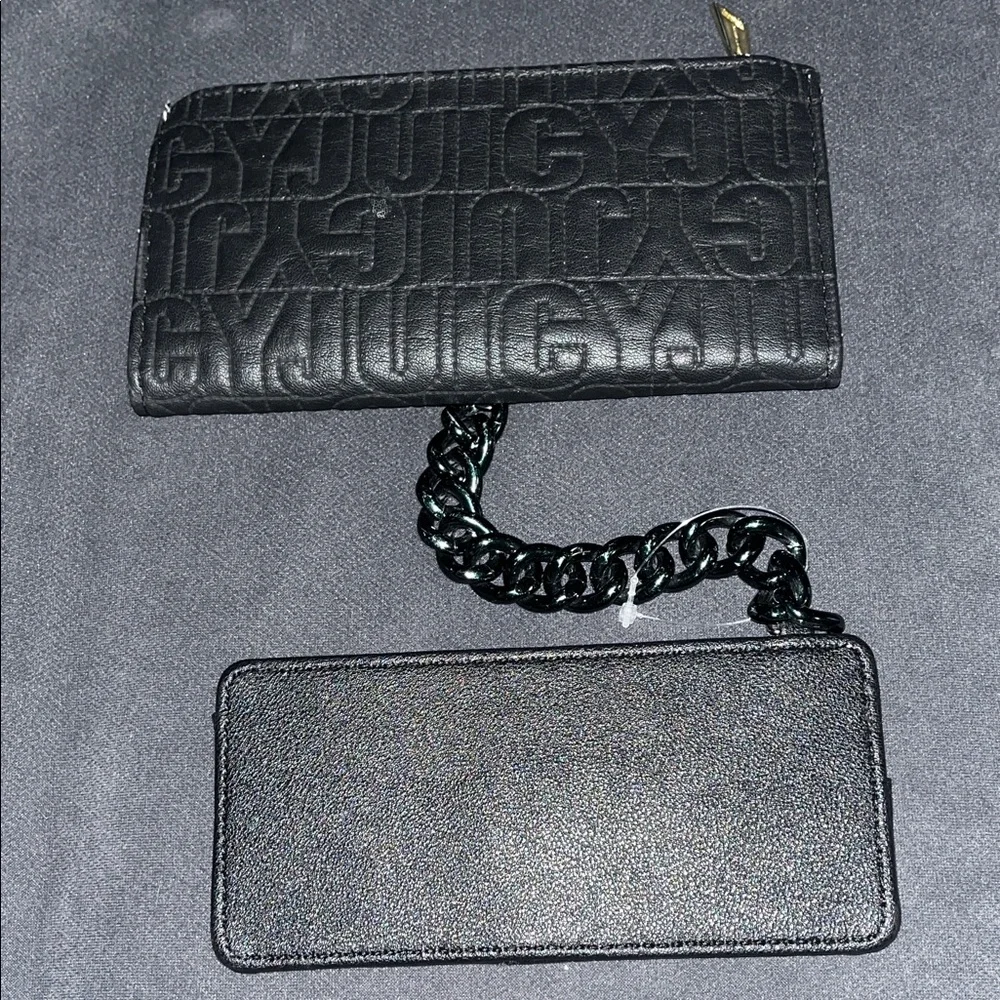 Juicy Couture Black Embossed Clutch with Chained removable card holder - Picture 7 of 7